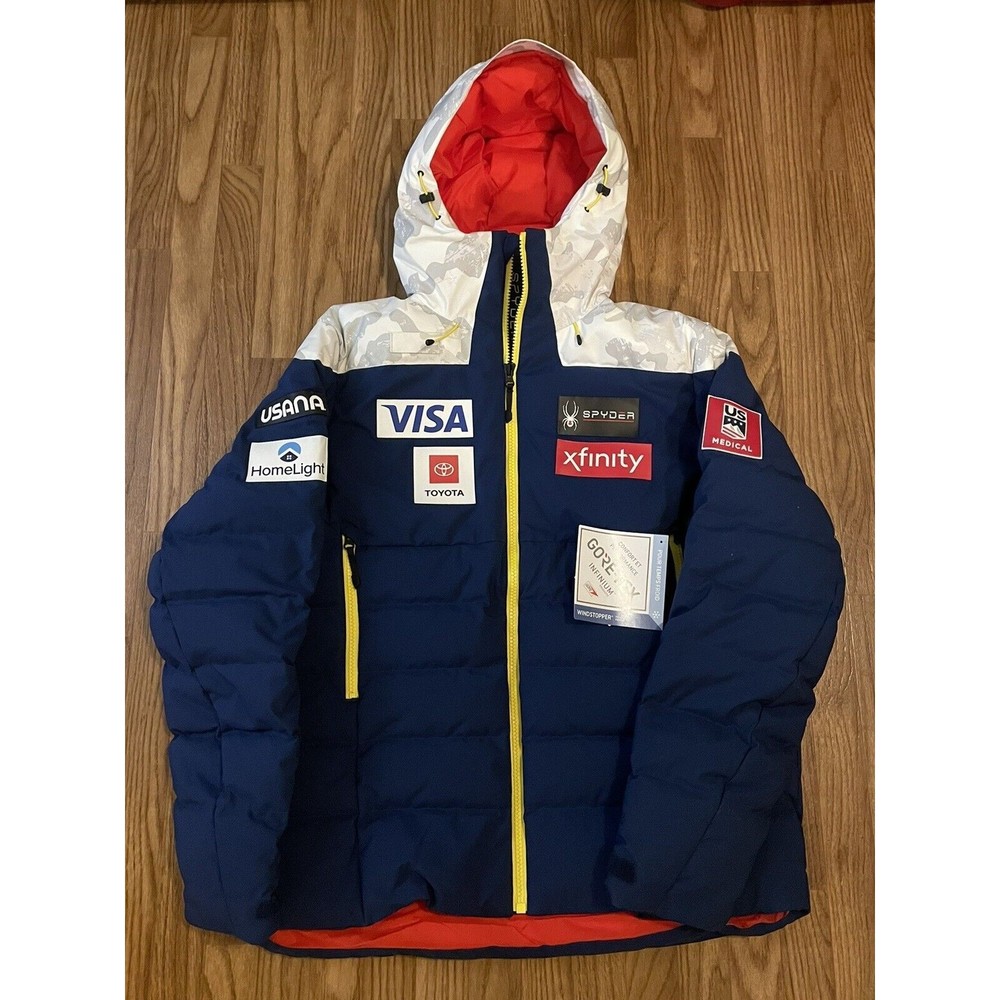 US Ski Team Spyder Rocket GoreTex Infinium Down Jacket Snow Camo Medical Rare XL